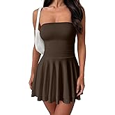 OQQ Women's Mini Dress Summer Cocktail Tube Ruched Waist Ruffle Corset Party A-line Dresses