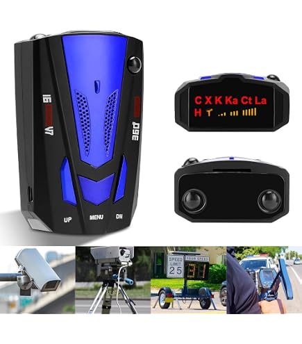 V7 Radar Detector For Cars With Long Range | LED Display, City/Highway Modes, False Alarm Filtering