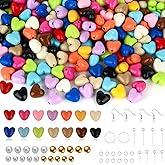 250Pcs Acrylic Love Heart Beads - 13 Colors Valentine Love Opaque Bulk Bead for Friendship Bracelets, Jewelry Making, Valentine's Day Gifts(Multi Color)