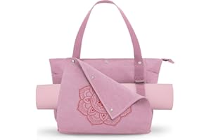 Gonex Yoga Mat Bag, Yoga Gym Bag Tote Bag with Multi Pockets For Women Men, Canvas Yoga Mat Carrier Take in Out Mat Easily For Pilates Travel Workout Office