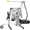 POXURIO 1200W Airless Paint Sprayer, 3300PSI High Efficiency Electric Paint Sprayer with Extension Rod, Thinning-Free Stand Airless Sprayer for Home Exterior and Interior, Garage, Deck, Furniture