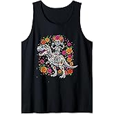 Dia De Los Muertos Skeleton Dinosaur Mexican Sugar Skull Tank Top