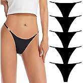 UNEITIES G String Thongs for Women Sexy Low Rise Bikini Underwear Breathable Cheeky Panties for Ladies 5 Pack