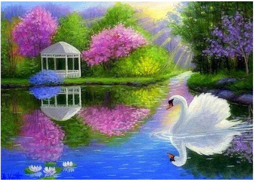 5D Diamond Painting by Number Kit Cherry Blossoms,Full Drill Embroidery Picture Arts