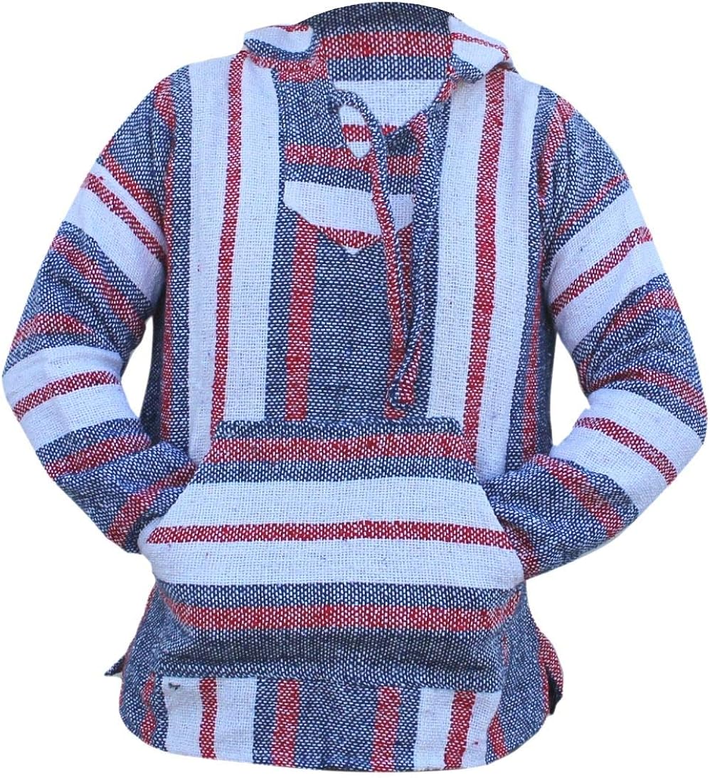 Del Mex Mexican Baja Hoodie Hippie Surf Poncho Sweater Sweatshirt Pullover Jerga at  Men’s Clothing store