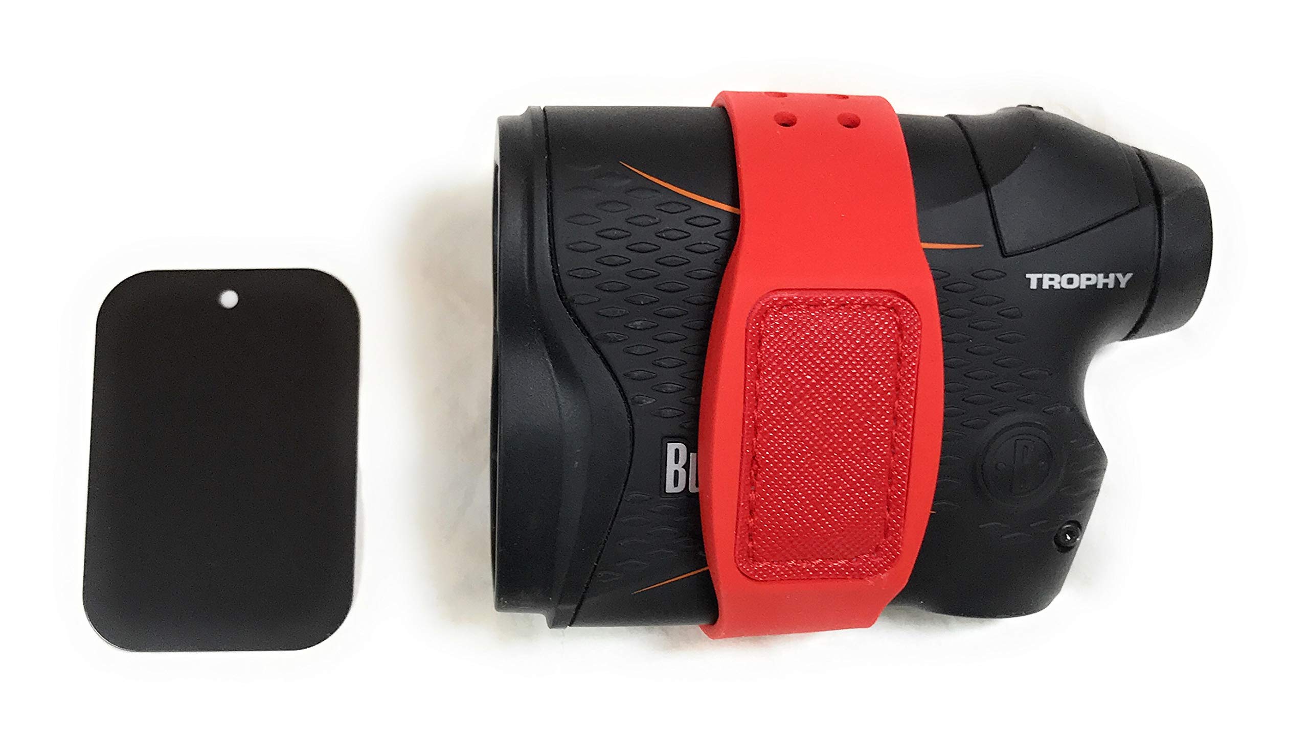 Less is more golf rangefinder Magnetic Holder Band (Strap) (Red), with Adhesive Metal Plate