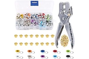 THSGIVINGSTORE 400PCS Eyelets/Grommets Tool Kits with 3/16 Inch Eyelet Hole Punch Pliers,Metal Grommet Kit with Plastic Storage Case Perfect,Grommet Eyelet Plier Set for Leather Cloth Shoe Eyelet Repair DIY Crafts
