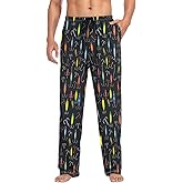ALAZA Black Fishhook Black Men's Straight-Fit Pajama Pants Sleep Pants Bottoms