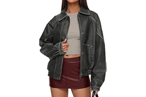 PRETTYGARDEN Faux Leather Jacket Women Bomber Motorcycle Zip Up Jackets Oversized Fall Fashion Outfits 2026 Winter Coats