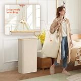 Lifewit 65L Slim Laundry Basket with Lid Beige Narrow Foldable Organizer view 4