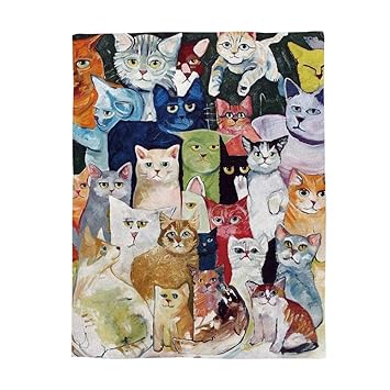 Amazon Com Crayon Handpainted Group Of Cats Plush Microfiber