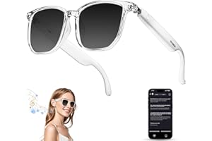 kvsju AI Smart Glasses with Chat GPT,Bluetooth Glasses with 150+ Translation,Smart Glasses for Men&Women,Multifunctional Bluetooth Glasses for Men(White)