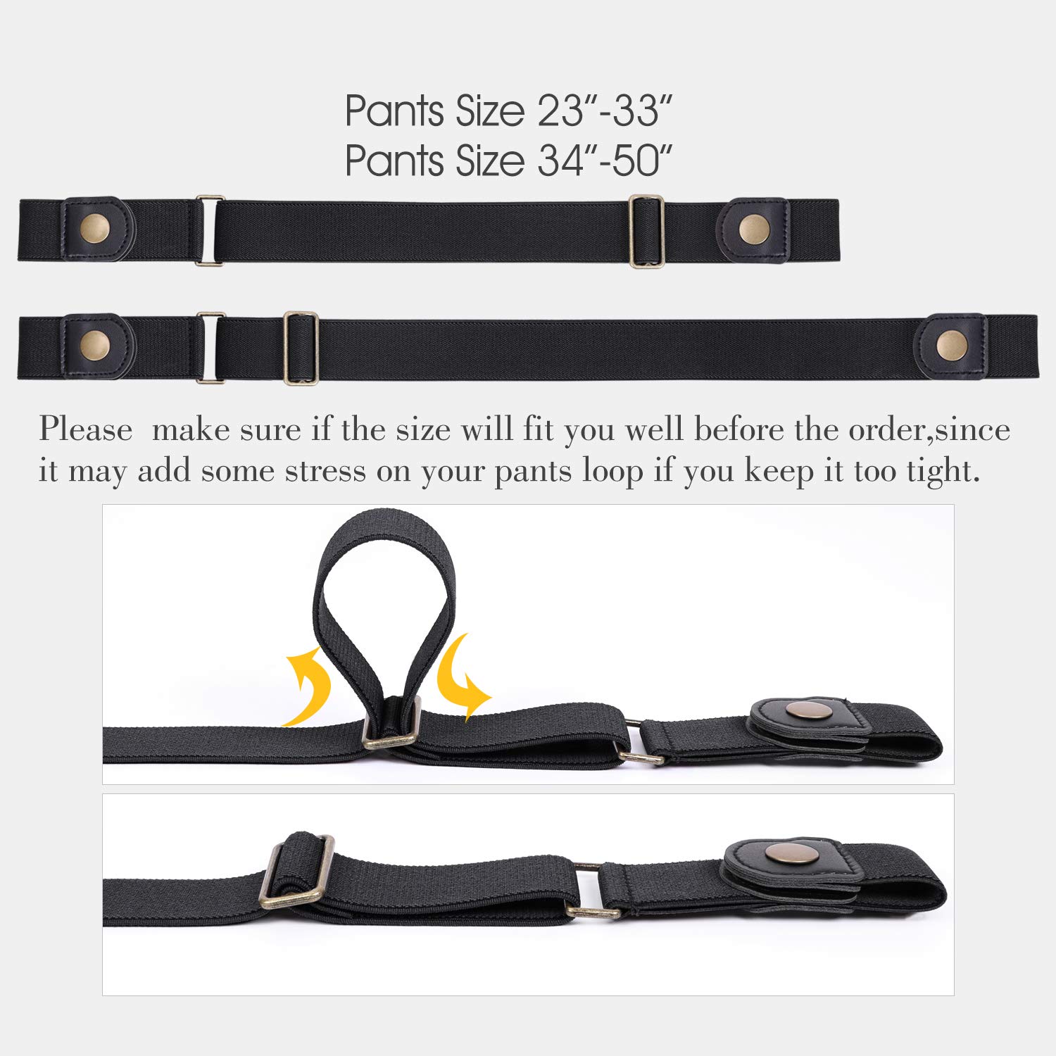 No Buckle Stretch Belt for Women Buckle Free Cloth Belt with Double O Ring Buckle