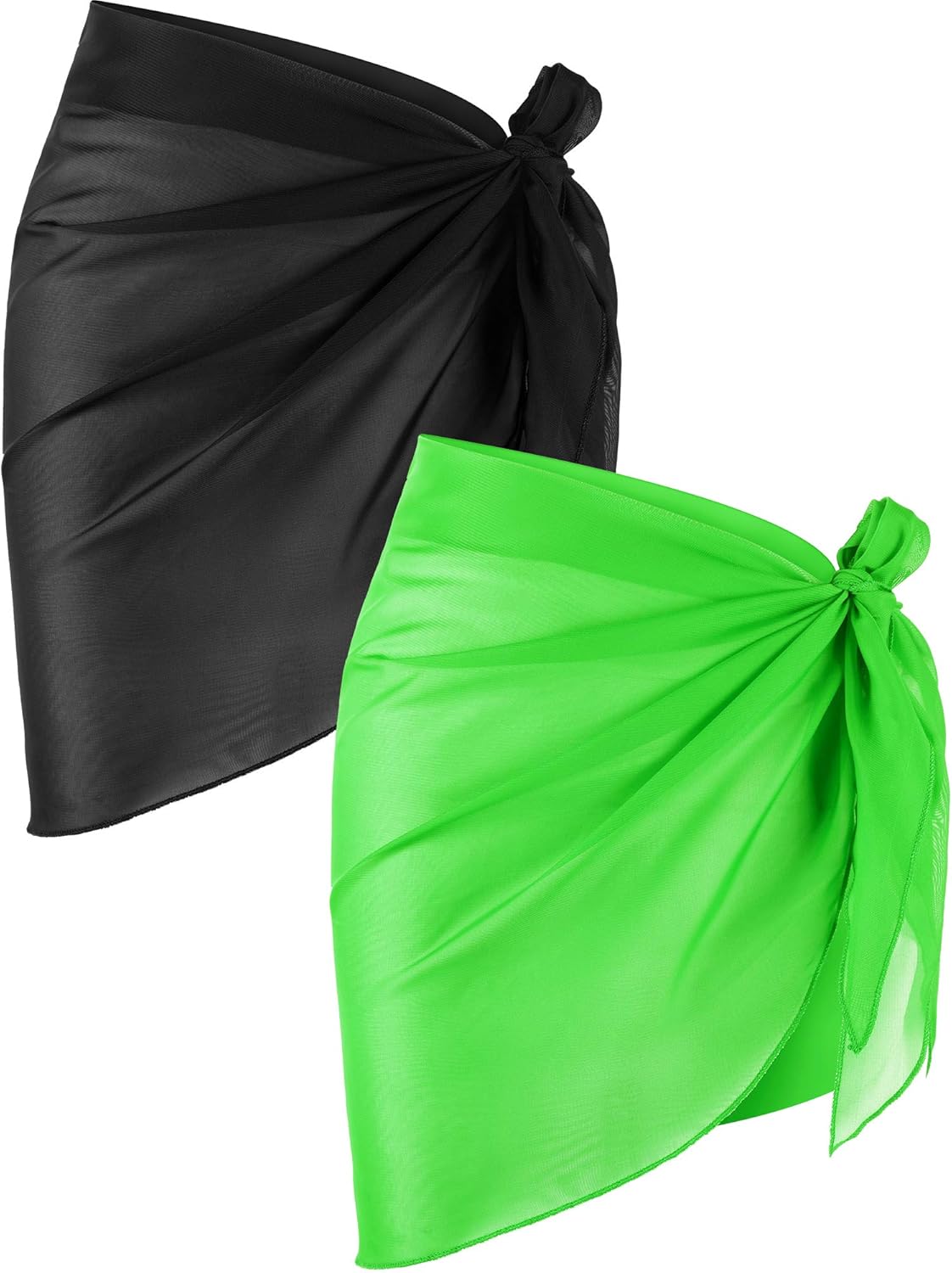 Chuangdi 2 Pieces Women Beach Wrap Sarong Cover Up Chiffon Swimsuit Wrap Skirts (Black and White) at  Women’s Clothing store