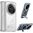 Hiooloon for Xiaomi 15 Ultra Magnetic Case Clear Compatible with MagSafe, Built-in 2-Way Kickstand [Horizontal & Vertical Stand] Magnetic Crystal Slim Fit Rugged Cover (Clear)