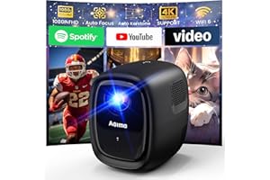 [Auto Focus/Built-in Apps] Mini Projector with WiFi and Bluetooth 4K 1080P Native Projector with Apps and Android TV OS, Auto