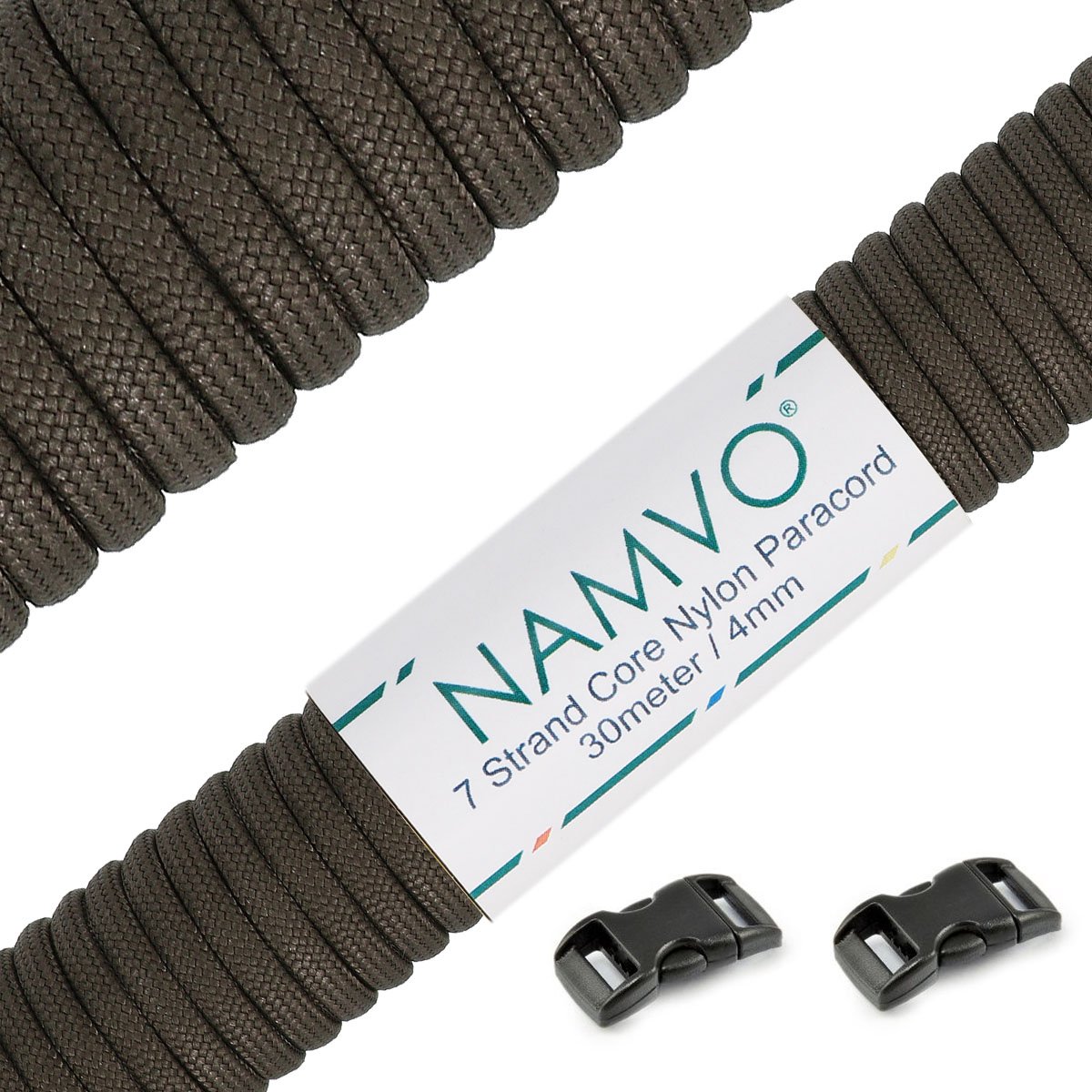 Namvo 550 Paracord Mil Spec Type III 7 strand parachute cord Total Length 100ft / 30 Meters, Olive green