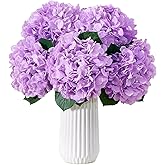 IUKnot 8pcs Lavender Fake Flowers Silk Hydrangea Artificial Flowers Bouquets Faux Hydrangea Stems for Home Table Centerpieces Wedding Party Decoration