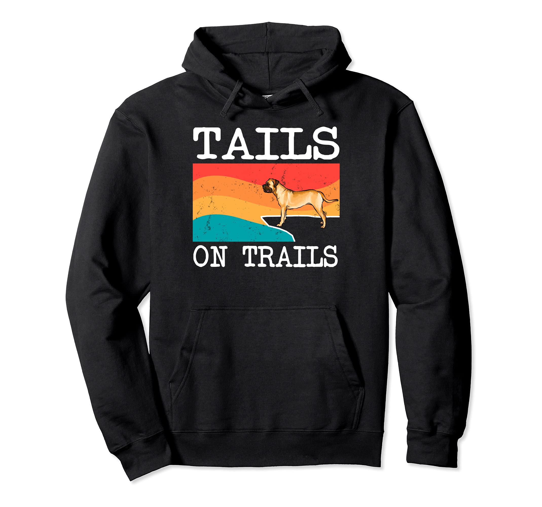 Tails On Trails Bullmastiff Dog Funny Hiking Pullover Hoodie