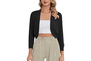 YADIFEN Women's 3/4 Sleeve Cropped Cardigan Open Front Lightweight Bolero Shrugs for Evening Dresses