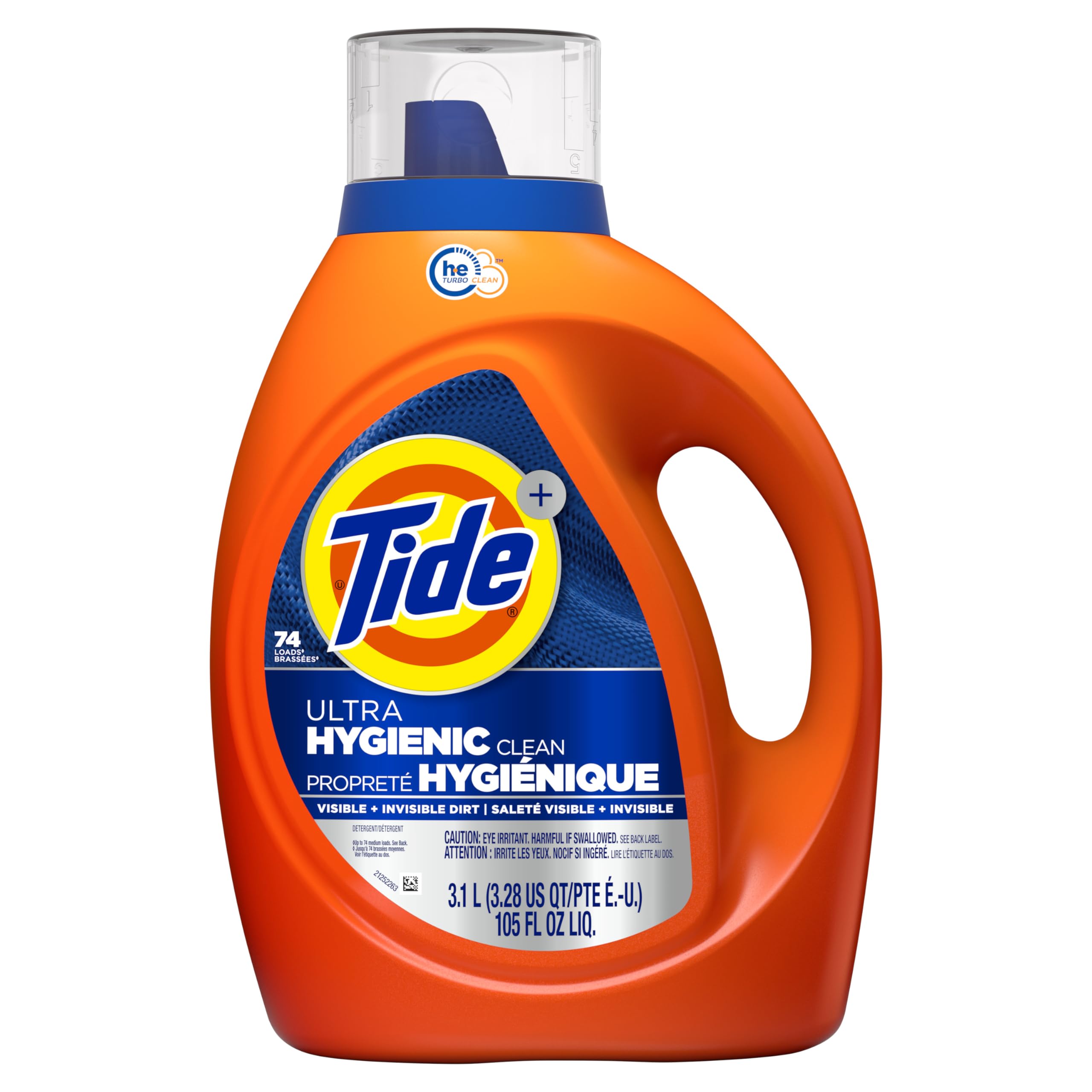 Tide Hygienic Clean Heavy 10x Duty Liquid Laundry Detergent, HE Compatible, Original Scent, 105 fl oz, 74 loads