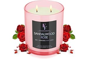 FF FRAGRFLOWING Sandalwood Rose Scented Candle, 2-Wick Luxury Soy Wax Candle, 9 oz Aromatherapy Candle Home Fragrance Candles Gift