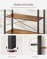 VASAGLE 6-Tier Bookshelf Industrial Rustic Brown Ink Black 30x80x186cm view 5