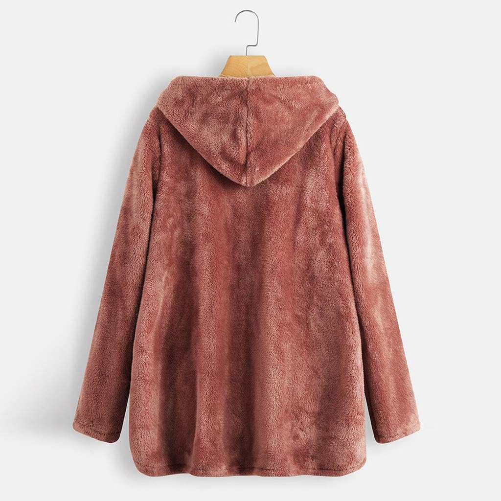 Lazapa Cardigan Coat for Women, Vintage Fall Winter Plus Velvet Thicken Lightweight Warm Hooded Plush Windbreaker Jacket