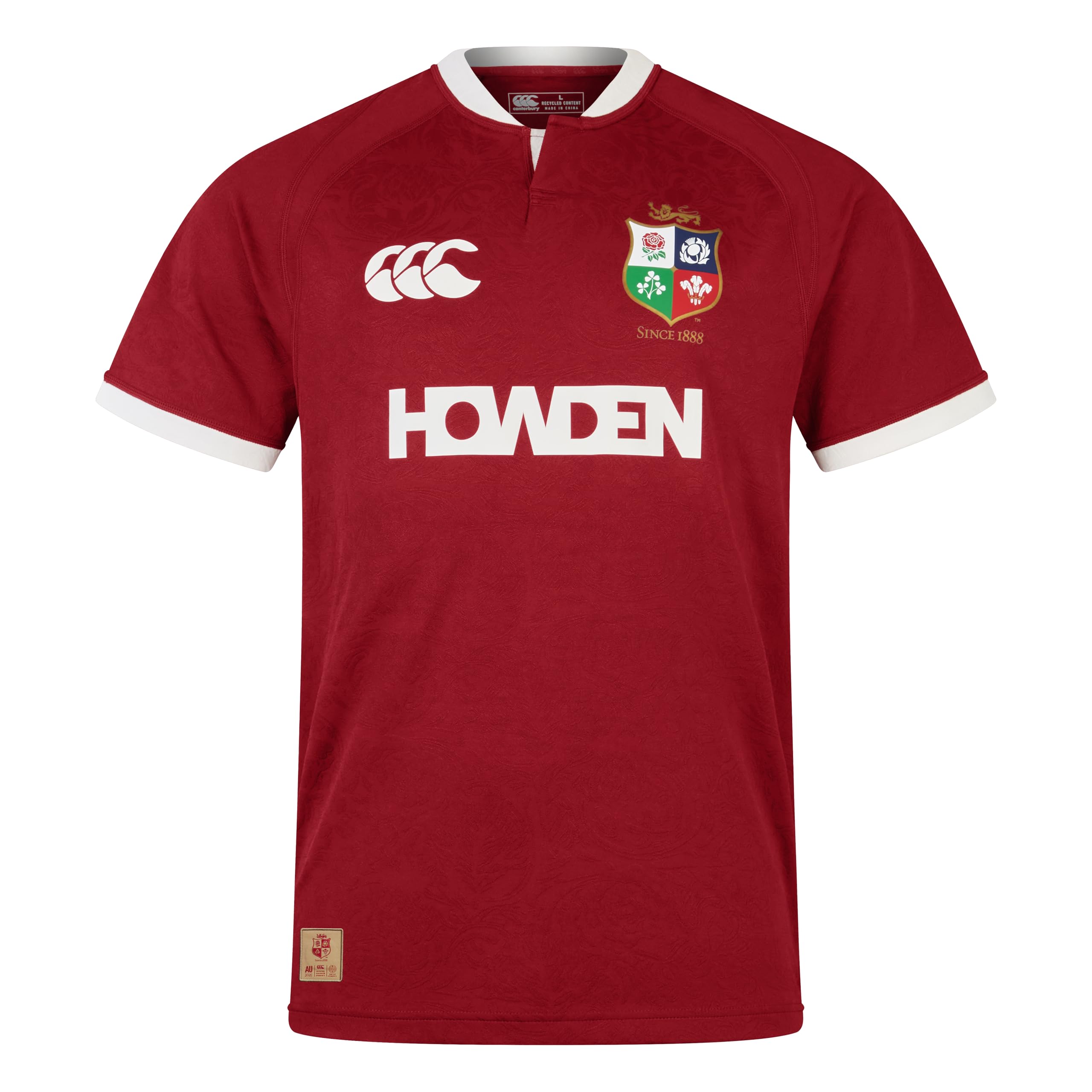 British & Irish Lions Canterbury Adult Unisex Official Canterbury Replica Rugby Jersey | Player Fit | Moisture Wicking, Red Dahlia, 5XL