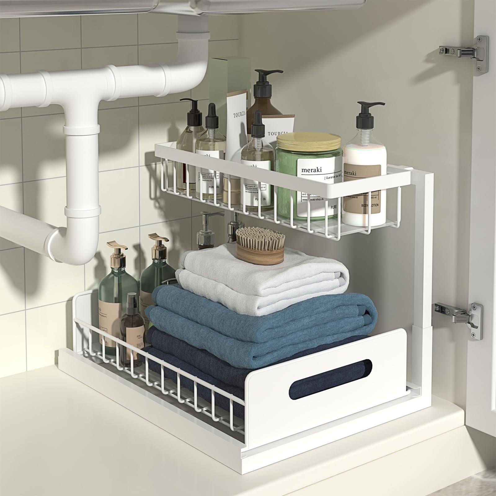 Merrylun Under Sink Organizers, Metal Pull Out Under Sink Organizers ...