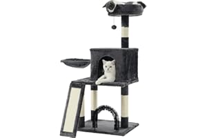 HOOPET cat Tree,44 inches cat Tower for Indoor Cats, Multi-Level cat Activity Center with Scratching Posts&Board， Extra Large Viewing Perch, Cozy Napping Hammock, and Privacy condo for Kittens/Cats