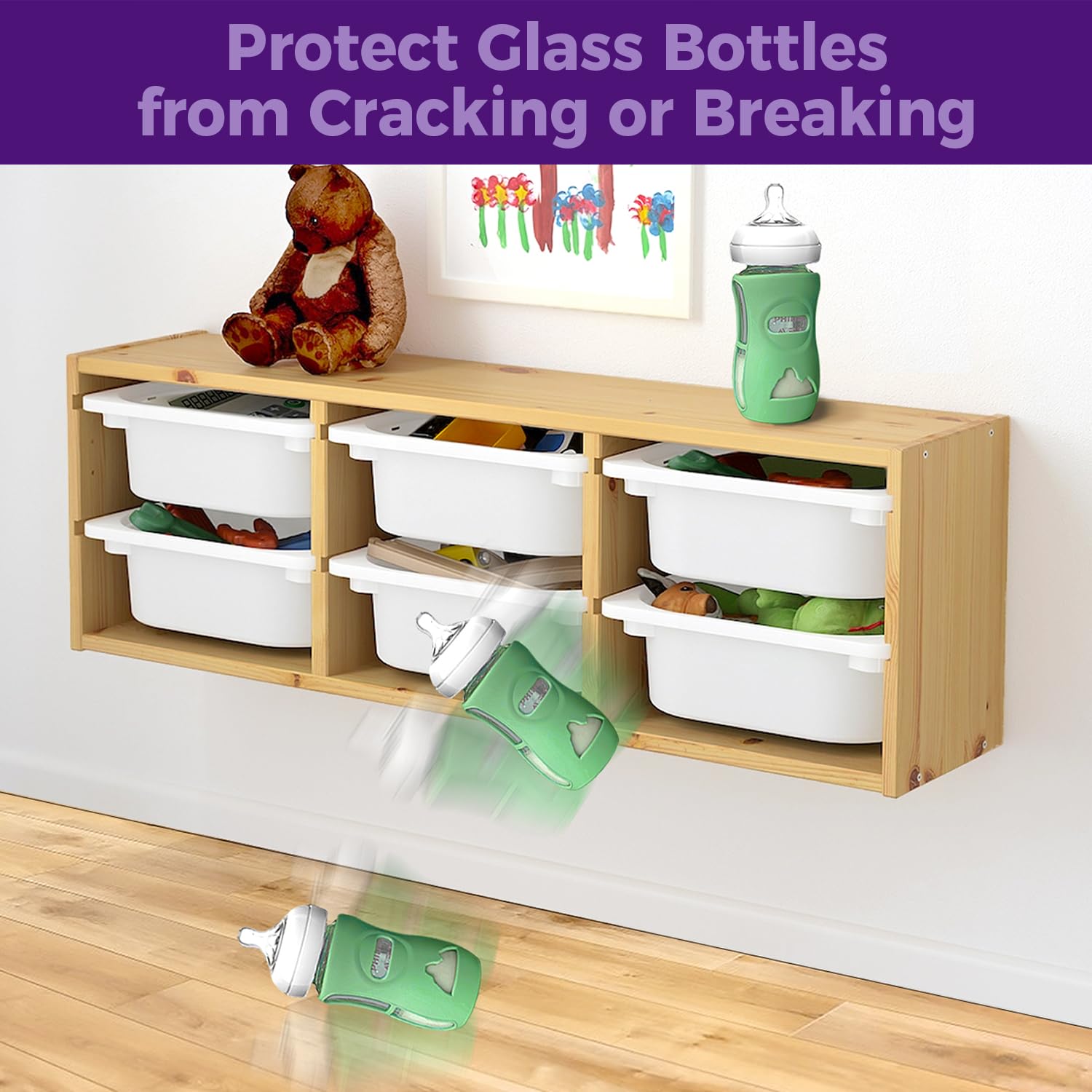 3 Pack Silicone Sleeve for Philips Avent Glass Bottle - Shatter Proof Natural Silicone Bottle Sleeve for Anti Colic Baby Bottles 8 oz & 4 oz - Anti Flow Sleeve for Infant Bottles