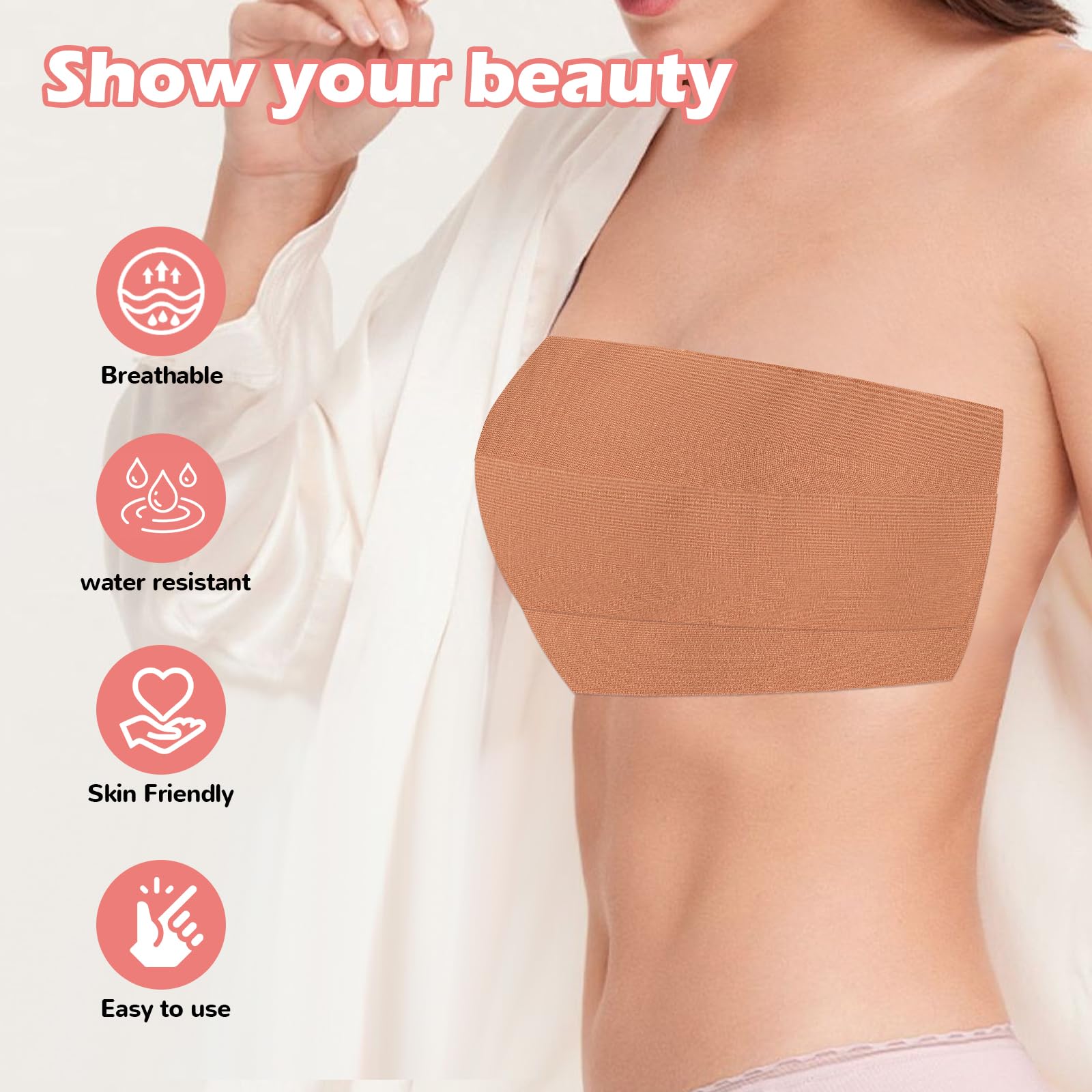Mciotk Boob Tape Kit - 2 Pcs Nipple Covers | Boobytape for Large Breast Lift w Body Tape | Invisible Boobtape for A-G Cup