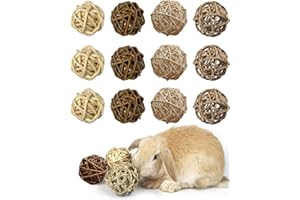 Small Animals Play Balls, Chew Grass Balls & Rolling Chew Toys for Bunny, Chinchilla, Guinea Pigs, Hamsters, Gerbils, Rats, M