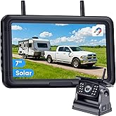 Wireless Solar Backup Camera for Trailer: Long-Range Signal Magnetic Backup Camera for Travel Trailer 7-Inch DVR Monitor 1080
