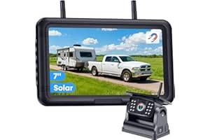 Wireless Solar Backup Camera for Trailer: Long-Range Signal Magnetic Backup Camera for Travel Trailer 7-Inch DVR Monitor 1080P HD Night Vision by Rohent - A70