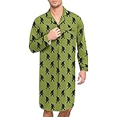 SWOMOG Mens Nightgown Long Sleeve Sleep Shirt Big & Tall Nightshirt Button Down Pajama Comfy Nightwear M-XXXL