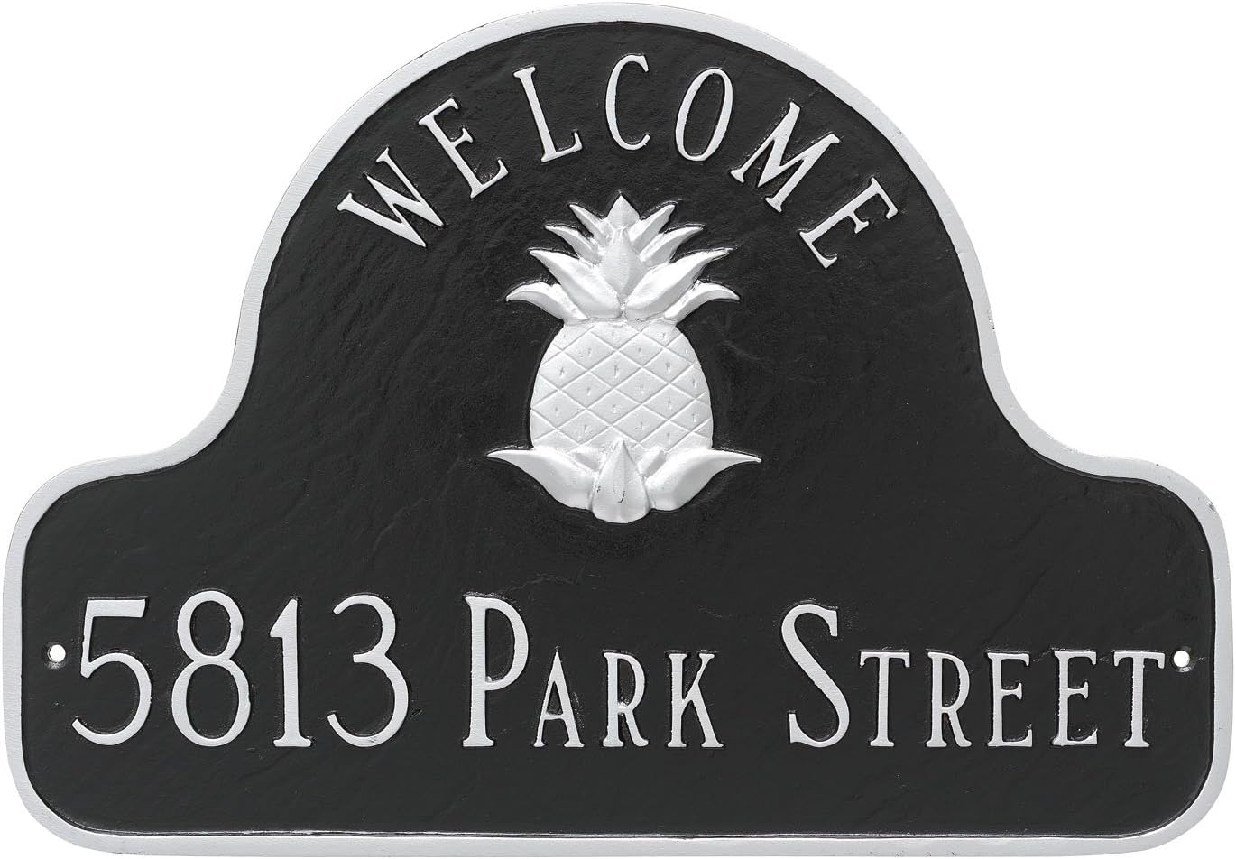 Montague Metal Pineapple Welcome Arch Full Address Sign Plaque, 11" x 16", Chocolate/Silver
