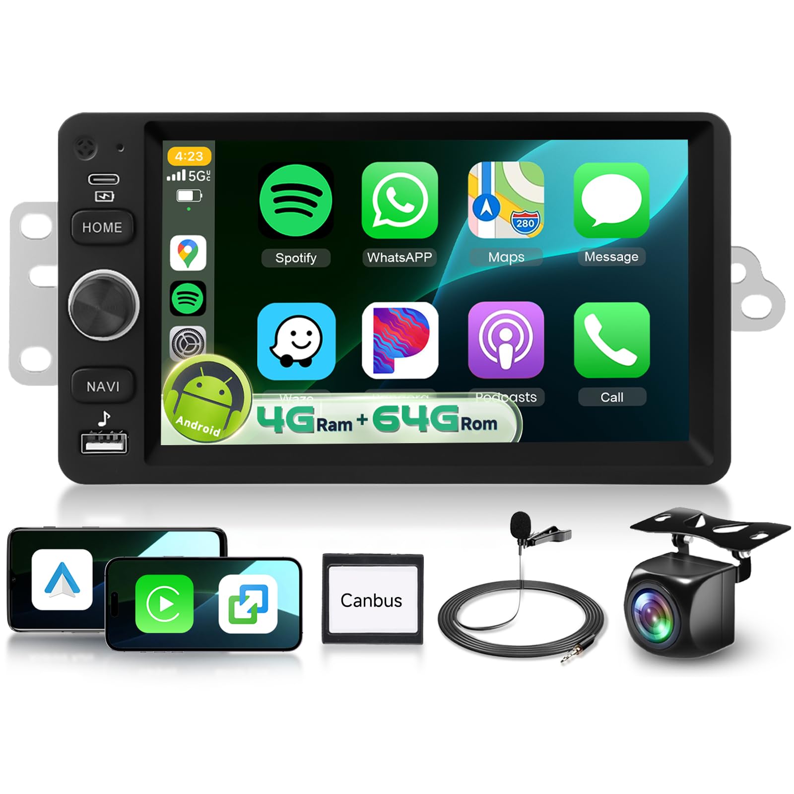 Photo 1 of 4G+64G 5G Wifi Car Radio for 2003-2006 Chevrolet Chevy Silverado Impala Tahoe GMC Sierra Yukon with DSP Wireless Carplay Android Auto, 7" 1280P Touch Screen Car Stereo with BT 5.0 FM SWC Backup Camera