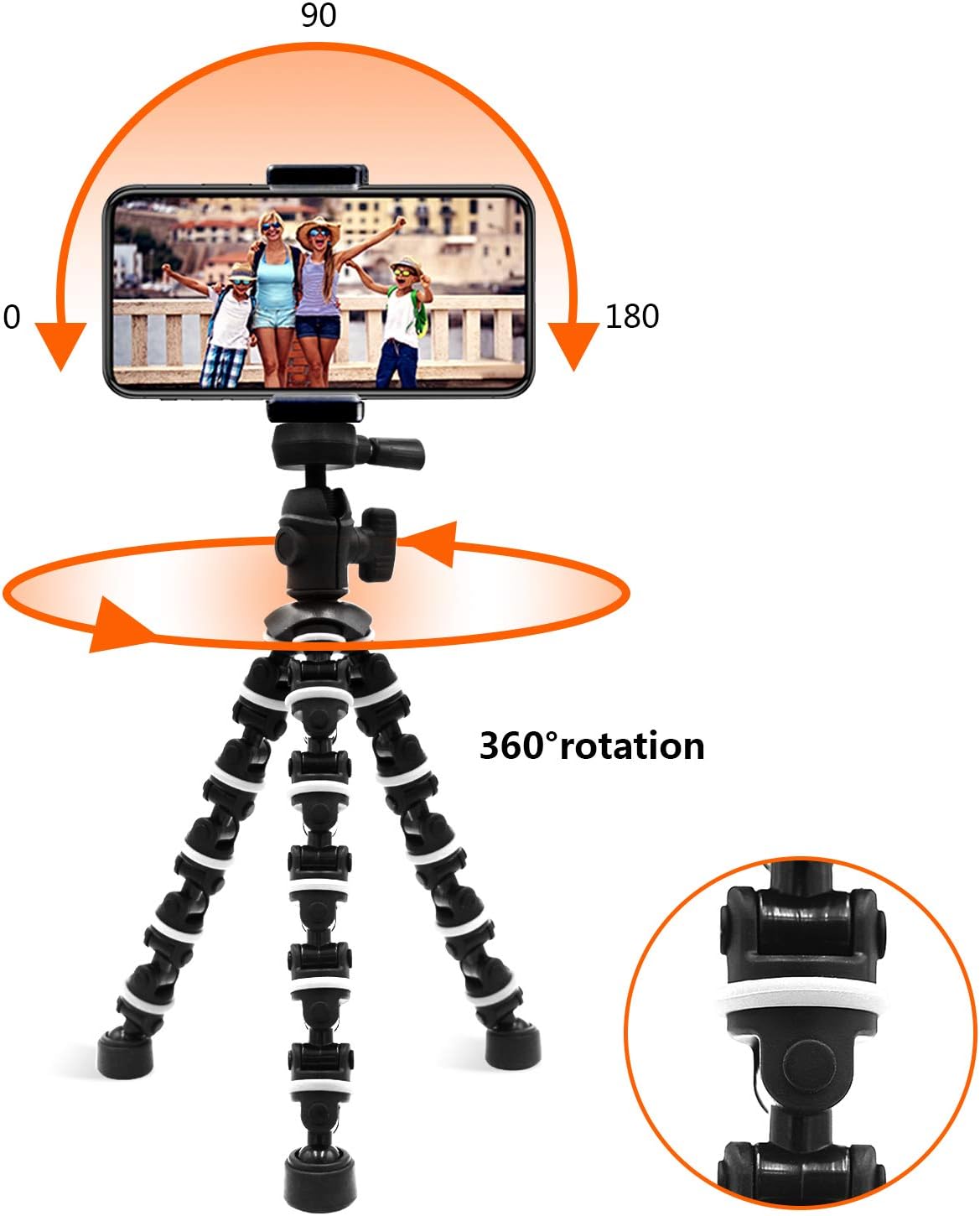 Phone Tripod, Linkcool Octopus Phone Tripod Portable and Adjustable Tripod Stand Holder with Universal Clip and Bluetooth Remote Compatible with Most Smartphones, GoPros, and Digital Cameras : Camera & Photo