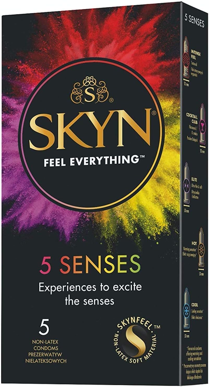 SKYN 5 Senses Condoms Mix Latex Sensoprene Condoms - 5 Pack, 5 count (Pack of 1)
