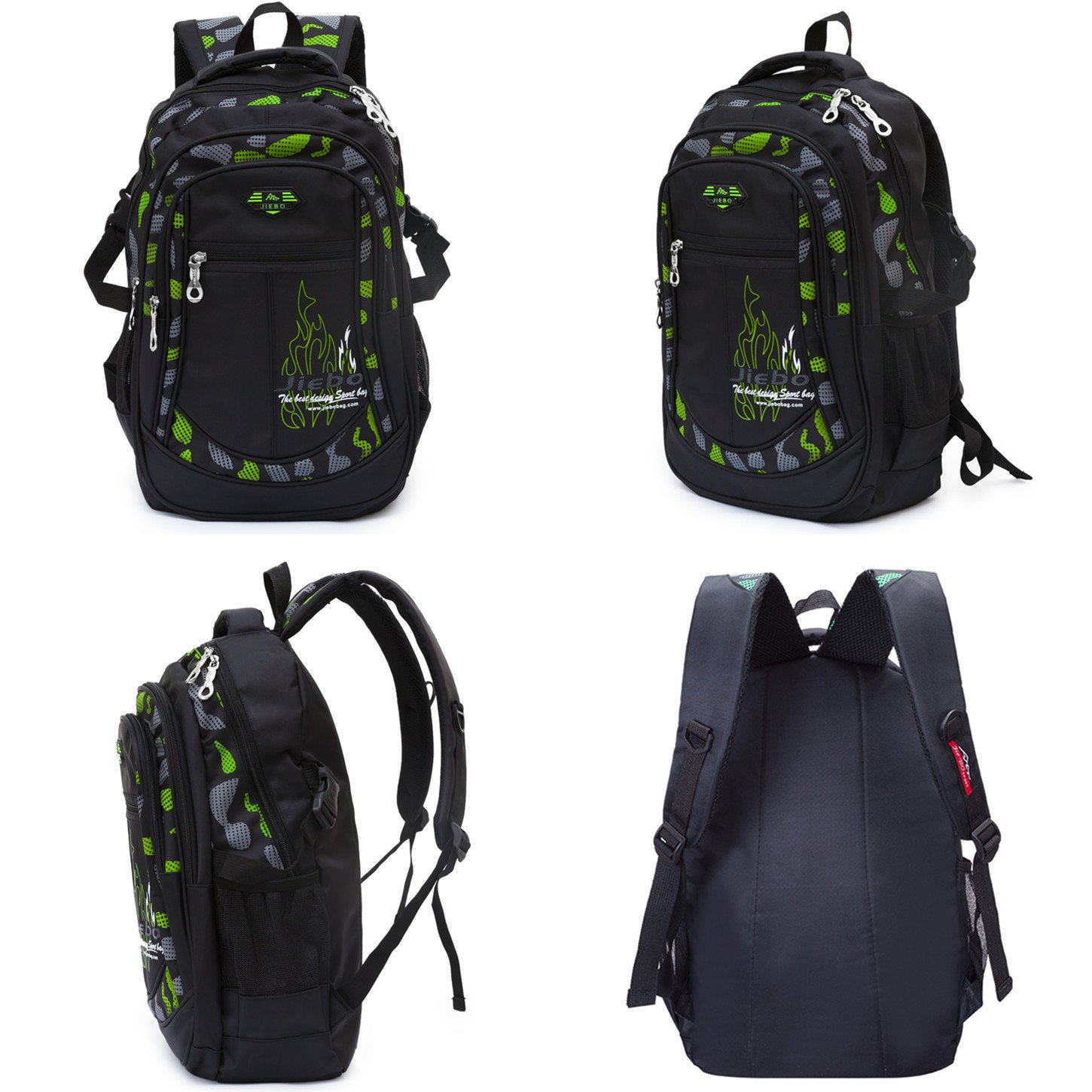 Backpack Boys Elementary School Bookbag Durable Heavy Duty Student Teenage Sturdy Kids Travel Waterproof Big (Green) Large