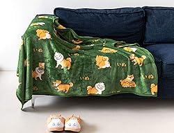 FUYU Shiba Inu Throw Blanket Puppy Cartoon Dog Warm