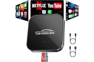 ROCKETEK Wireless Carplay & Android Auto Adapter Built in Netflix YouTube, 3-in-1 Car Play Ai Box Convert Wired to Wireless CarPlay,Upgraded Dual-Band WiFi, TF Card, Video Box for iPhone/Android, Plug & Play