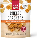 The Honest Kitchen Cheese &amp; Crackers Dog Treats, Cheddar Cheese &amp; Beef Bone Broth Crackers, Human Grade High Protein Crunchy Training Treats for Dogs, Savory Bite-Sized Rewards, 3.5 oz Pouch
