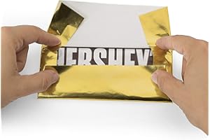FOILMAN Foil Wrapper - Pack of 100 Candy Bar Wrappers with Thick Paper Backing - Folds and Wraps Well - Best for Wrapping 1.55Oz Hershey/Candies/Chocolate Bars/Gifts - Size 6" X 7.5" (Gold)