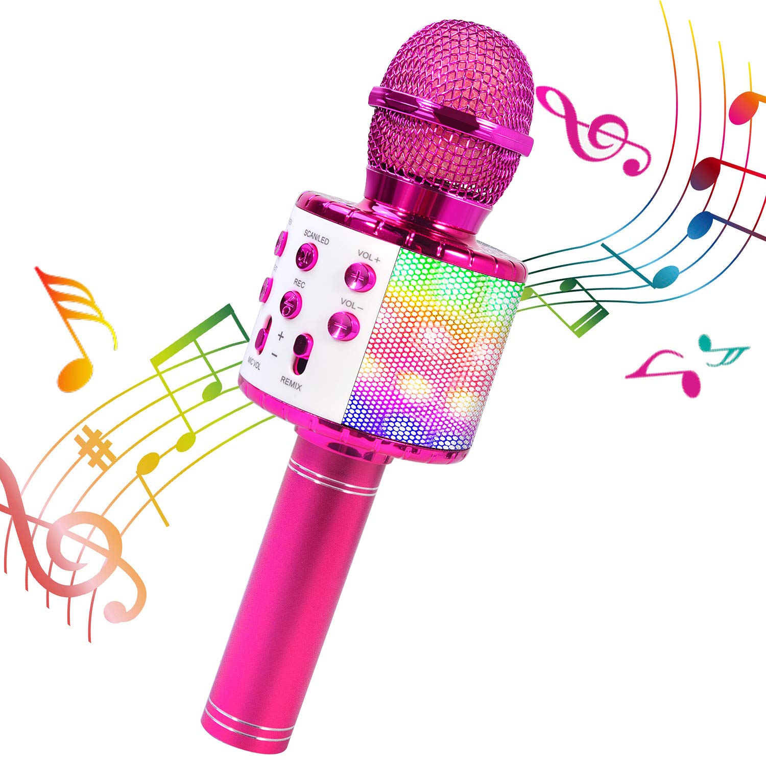 ShinePick Karaoke Kids Microphone, 5 in 1 Handheld Bluetooth Microphones Speaker Karaoke Machine, Dancing LED Lights Portable Karaoke Speaker Machine Wireless Bluetooth for Phone/Pad/TV (Purple) — image 1
