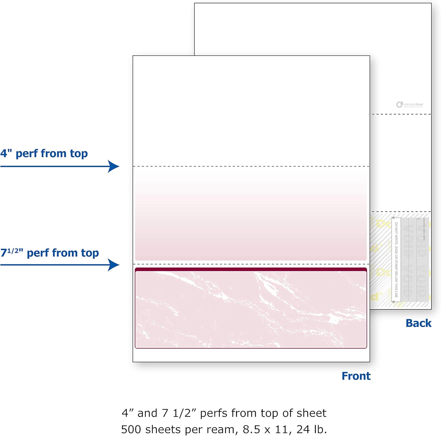DocuGard Burgundy Marble Bottom Check, 8.5 x 11 Inches, 24 lb, 500 Sheets, 1 Check Per Sheet (04519) : Office Products