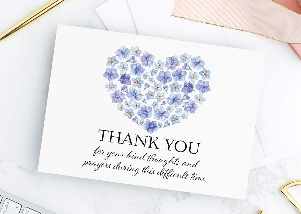 Floral Funeral Thank You Cards with Envelopes, Thank You