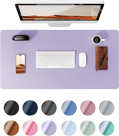 YSAGi Leather Desk Mat Large 60x35 cm Non-Slip Waterproof Purple Desk Pad